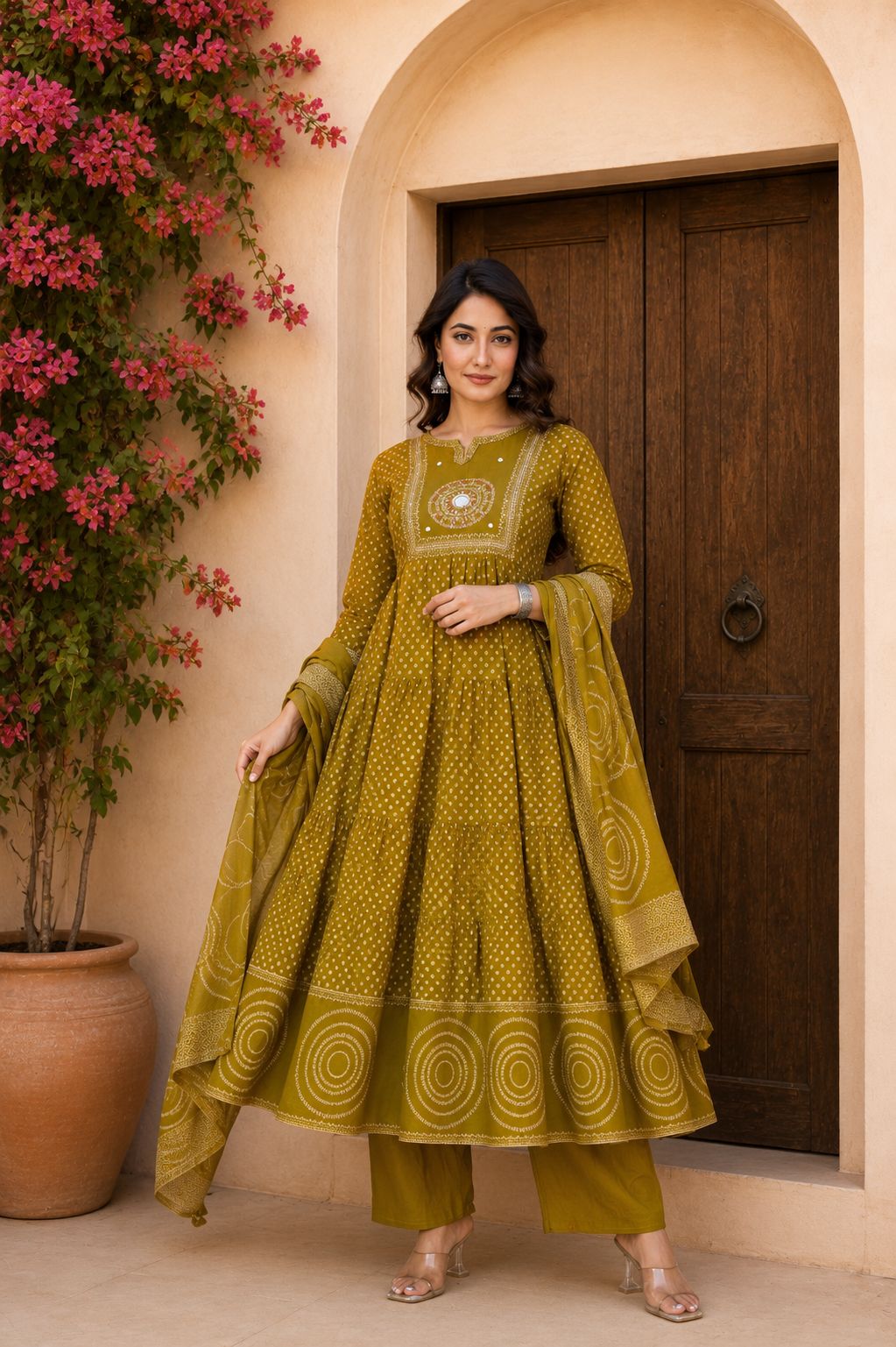 Bandhani Anarkali Kurta Set thumbnail 2